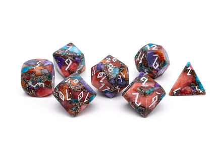 Gamers Guild AZ Norse Foundry Multi Colored Calcite - 7 Piece RPG Set TruStone Dice Norse Foundry