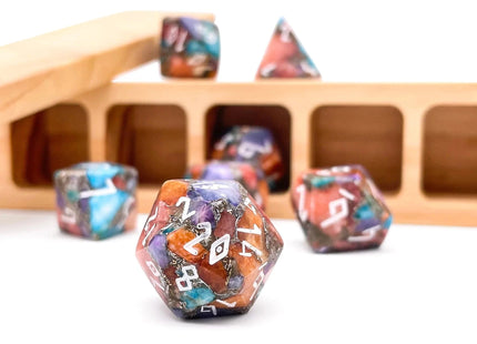 Gamers Guild AZ Norse Foundry Multi Colored Calcite - 7 Piece RPG Set TruStone Dice Norse Foundry