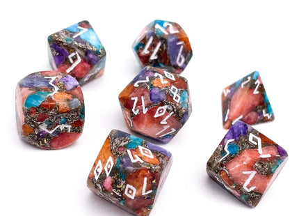 Gamers Guild AZ Norse Foundry Multi Colored Calcite - 7 Piece RPG Set TruStone Dice Norse Foundry