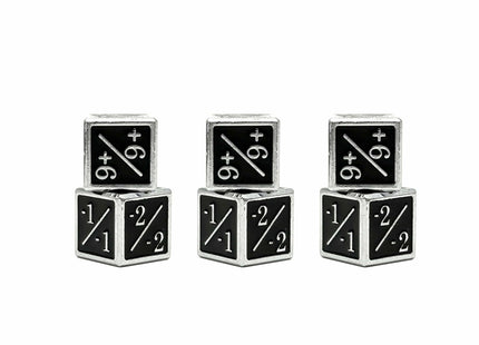 Gamers Guild AZ Norse Foundry Norse Foundry: 1/+1 & -1/-1 D6 Black Pack of 6 CCG Metal Dice Norse Foundry