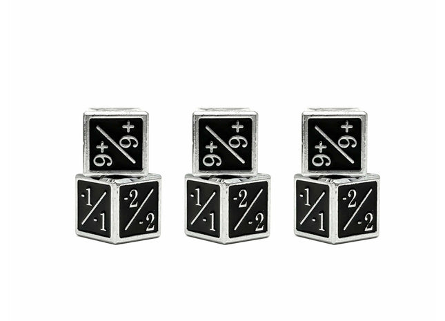Gamers Guild AZ Norse Foundry Norse Foundry: 1/+1 & -1/-1 D6 Black Pack of 6 CCG Metal Dice Norse Foundry