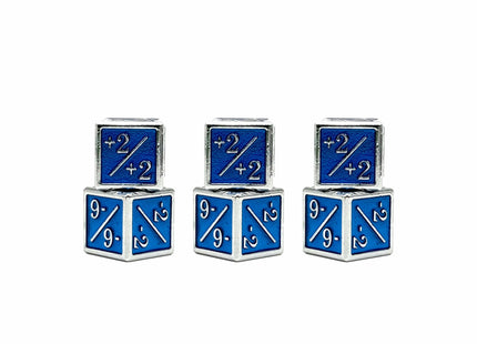 Gamers Guild AZ Norse Foundry Norse Foundry: 1/+1 & -1/-1 D6 Blue Pack of 6 CCG Metal Dice Norse Foundry