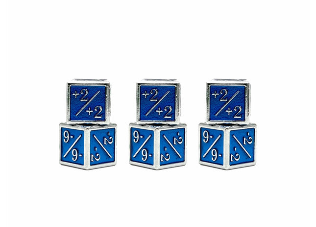Gamers Guild AZ Norse Foundry Norse Foundry: 1/+1 & -1/-1 D6 Blue Pack of 6 CCG Metal Dice Norse Foundry