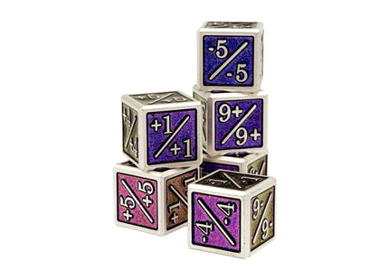Gamers Guild AZ Norse Foundry Norse Foundry: +1/+1 & -1/-1 D6: Desolate City - Pack of 6 Metal Dice Norse Foundry