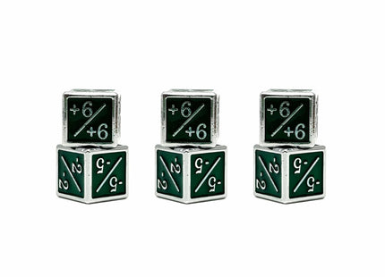 Gamers Guild AZ Norse Foundry Norse Foundry: 1/+1 & -1/-1 D6 Green Pack of 6 CCG Metal Dice Norse Foundry