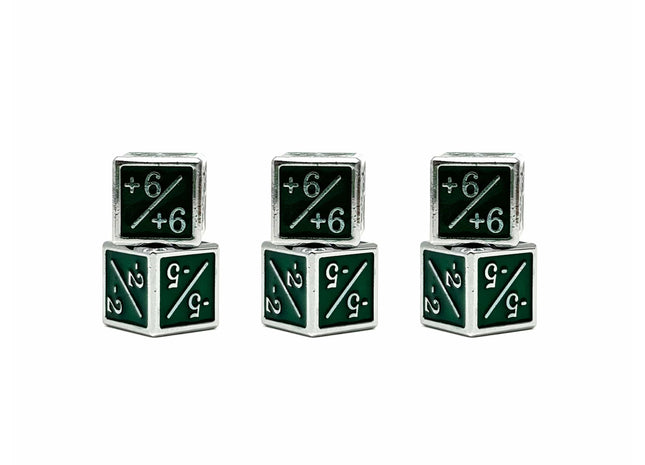 Gamers Guild AZ Norse Foundry Norse Foundry: 1/+1 & -1/-1 D6 Green Pack of 6 CCG Metal Dice Norse Foundry