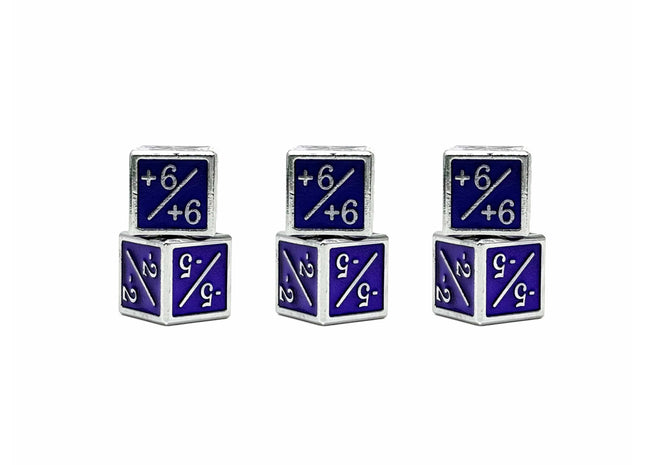 Gamers Guild AZ Norse Foundry Norse Foundry: 1/+1 & -1/-1 D6 Purple Pack of 6 CCG Metal Dice Norse Foundry