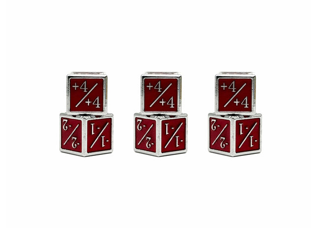 Gamers Guild AZ Norse Foundry Norse Foundry: 1/+1 & -1/-1 D6 Red Pack of 6 CCG Metal Dice Norse Foundry