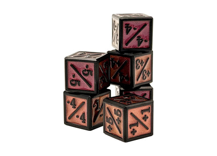 Gamers Guild AZ Norse Foundry Norse Foundry: +1/+1 & -1/-1 D6: The Dead Risen - Pack of 6 Metal Dice Norse Foundry