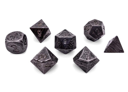 Gamers Guild AZ Norse Foundry Norse Foundry Aluminum Dice - Damascus Steel - 7 Piece Rpg Set True Metal Dice Norse Foundry