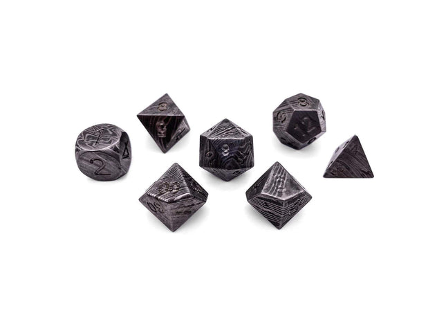 Gamers Guild AZ Norse Foundry Norse Foundry Aluminum Dice - Damascus Steel - 7 Piece Rpg Set True Metal Dice Norse Foundry