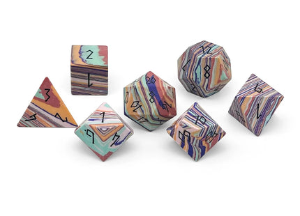 Gamers Guild AZ Norse Foundry Norse Foundry - Banded Rainbow Turquoise - 7 Piece RPG Set TruStone Dice Norse Foundry