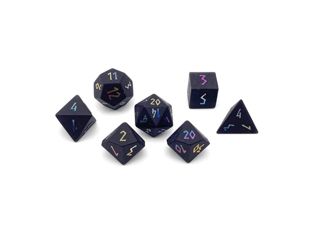 Gamers Guild AZ Norse Foundry Norse Foundry - Black Obsidian - Raised Holographic 7 Piece Rpg Set Gemstone Dice Norse Foundry