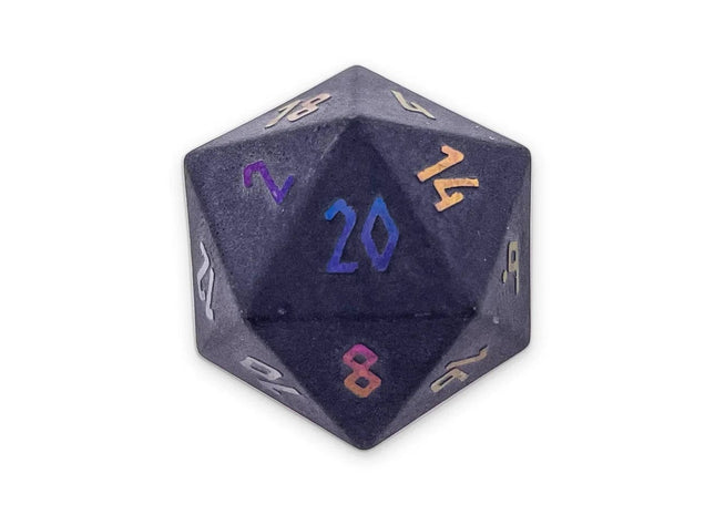 Gamers Guild AZ Norse Foundry Norse Foundry: Black Obsidian - Raised Holographic Single D20 Gemstone Dice Norse Foundry
