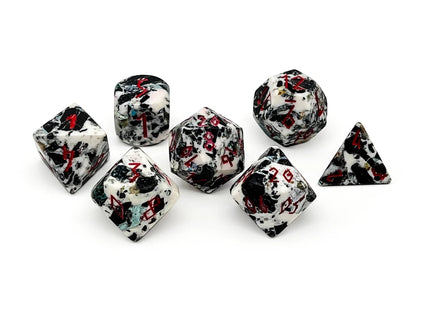 Gamers Guild AZ Norse Foundry Norse Foundry - Black Variscite Opal- 7 Piece RPG Set TruStone Dice Norse Foundry