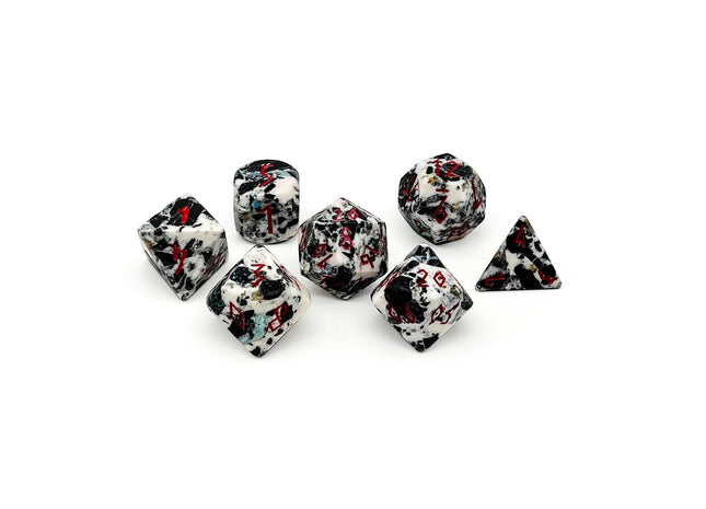 Gamers Guild AZ Norse Foundry Norse Foundry - Black Variscite Opal- 7 Piece RPG Set TruStone Dice Norse Foundry
