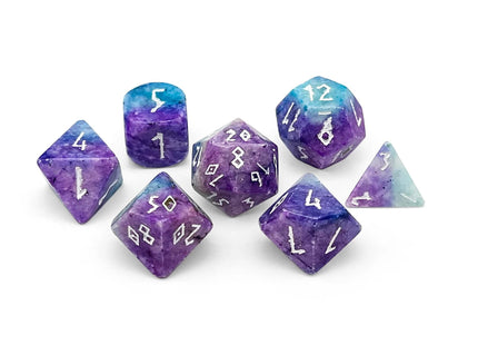 Gamers Guild AZ Norse Foundry Norse Foundry - Blue/Purple Barite - 7 Piece RPG Set Gemstone Dice Norse Foundry