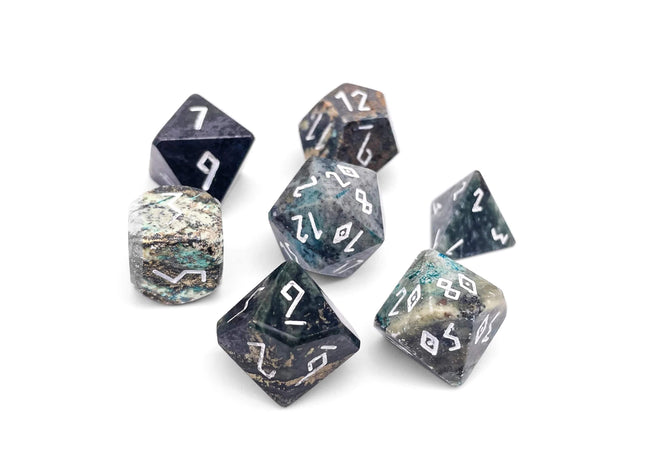 Gamers Guild AZ Norse Foundry Norse Foundry: Brass - African Turquoise - 7 Piece RPG Set TruStone Dice Norse Foundry