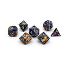 Gamers Guild AZ Norse Foundry Norse Foundry - Bronzite Lapis with Orange Imperial Jasper - 7 Piece RPG Set TruStone Dice Norse Foundry