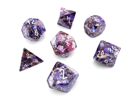 Gamers Guild AZ Norse Foundry Norse Foundry - Bronzite Purple Imperial Jasper - 7 Piece RPG Set TruStone Dice Norse Foundry