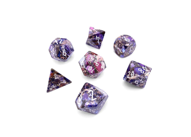 Gamers Guild AZ Norse Foundry Norse Foundry - Bronzite Purple Imperial Jasper - 7 Piece RPG Set TruStone Dice Norse Foundry