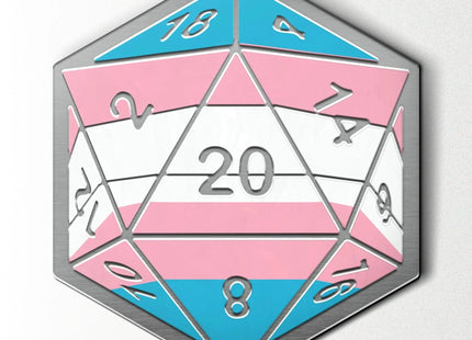 Gamers Guild AZ Norse Foundry Norse Foundry: D20 Dice Die - Hard Enamel Adventure Dice Pin Metal (Transgender Flag) Norse Foundry