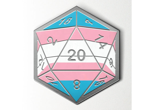 Gamers Guild AZ Norse Foundry Norse Foundry: D20 Dice Die - Hard Enamel Adventure Dice Pin Metal (Transgender Flag) Norse Foundry