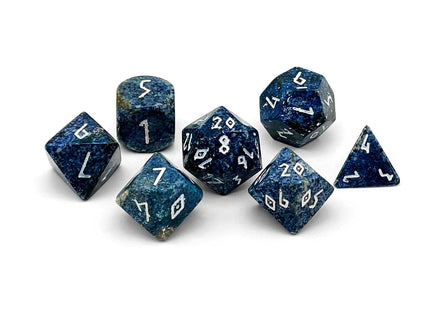 Gamers Guild AZ Norse Foundry Norse Foundry - Dark Blue Coral Fossil - 7 Piece RPG Set Gemstone Dice Norse Foundry