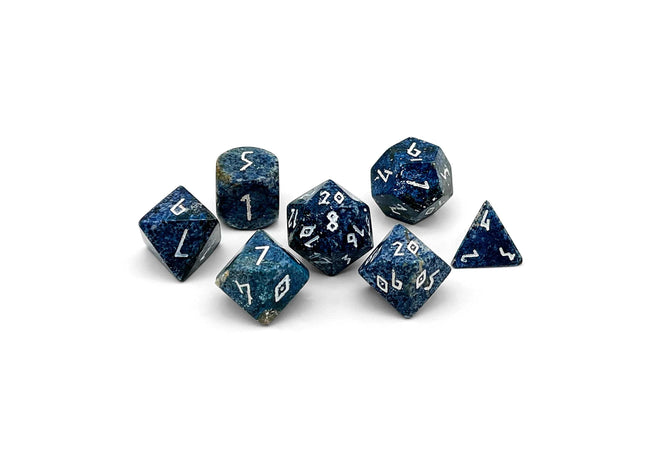 Gamers Guild AZ Norse Foundry Norse Foundry - Dark Blue Coral Fossil - 7 Piece RPG Set Gemstone Dice Norse Foundry