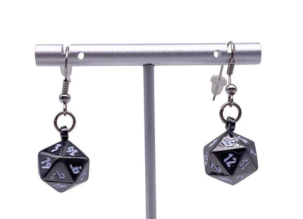 Gamers Guild AZ Norse Foundry Norse Foundry: Drow Black - Ioun Stone D20 Dice Earrings Norse Foundry
