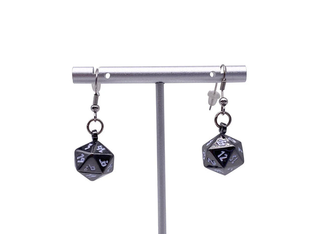Gamers Guild AZ Norse Foundry Norse Foundry: Drow Black - Ioun Stone D20 Dice Earrings Norse Foundry