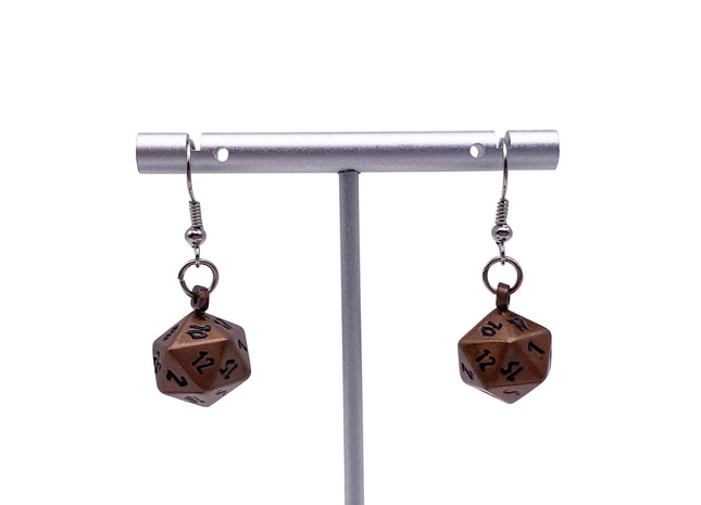 Gamers Guild AZ Norse Foundry Norse Foundry Earrings - Gnomish Copper - Ioun Stone D20 Dice Earrings Norse Foundry