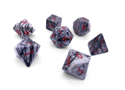 Gamers Guild AZ Norse Foundry Norse Foundry Gemstones - 7-Piece Set - Black Network Agate Norse Foundry