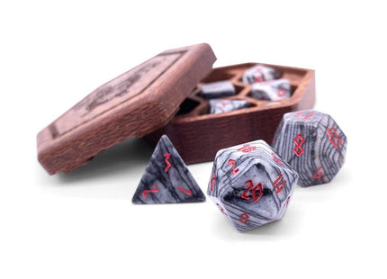 Gamers Guild AZ Norse Foundry Norse Foundry Gemstones - 7-Piece Set - Black Network Agate Norse Foundry