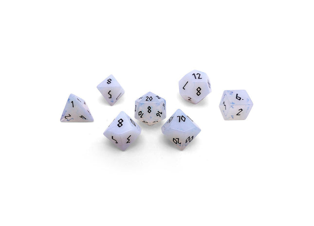 Gamers Guild AZ Norse Foundry Norse Foundry Gemstones - 7-Piece Set - Opalite - Black Font Norse Foundry