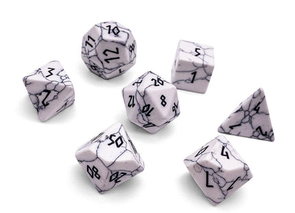 Gamers Guild AZ Norse Foundry Norse Foundry Gemstones - 7-Piece Set - White Howlite (Black Font) Norse Foundry