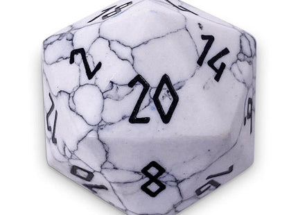 Gamers Guild AZ Norse Foundry Norse Foundry Gemstones - White Howlite - Boulder 30mm Gemstone Dice (Black Font) Norse Foundry