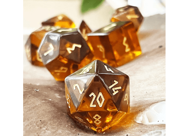 Gamers Guild AZ Norse Foundry Norse Foundry Glass Dice - 7-Piece Set - Zircon Amber Citrine Norse Foundry