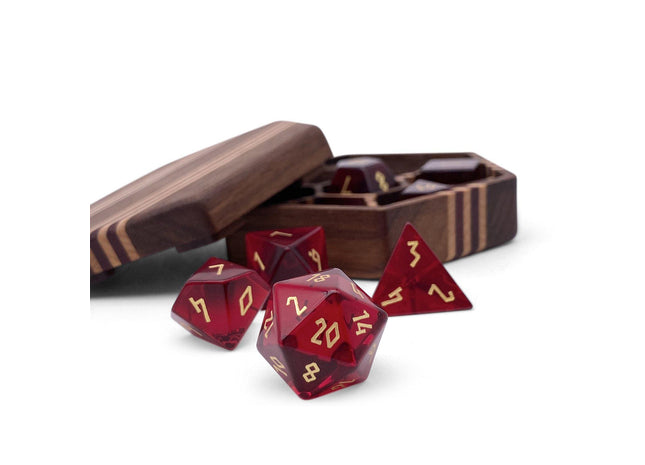 Gamers Guild AZ Norse Foundry Norse Foundry Glass Dice - 7-Piece Set - Zircon Garnet Norse Foundry
