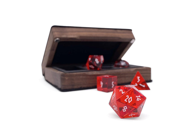 Gamers Guild AZ Norse Foundry Norse Foundry Glass Dice - 7-Piece Set - Zircon Ruby Norse Foundry