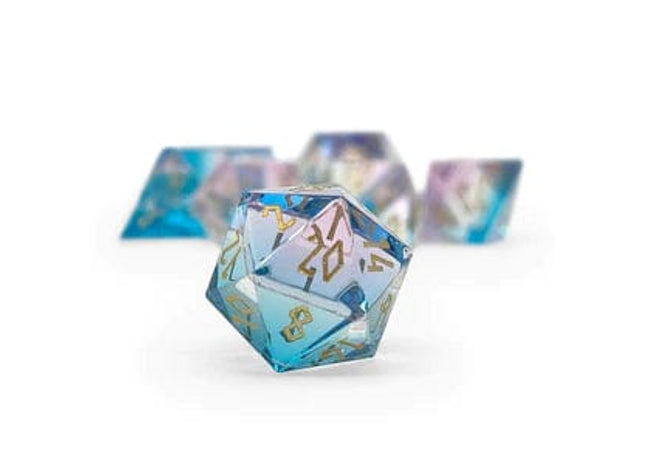 Gamers Guild AZ Norse Foundry Norse Foundry Glass Dice - 7-Piece Set - Zircon Transgender Pride Norse Foundry
