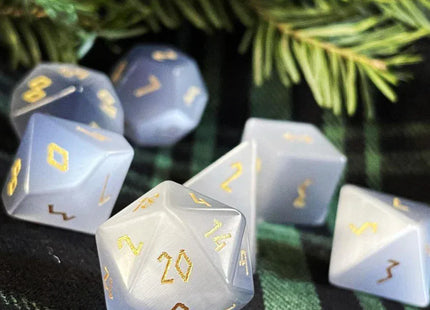 Gamers Guild AZ Norse Foundry Norse Foundry: Glass Dice Set - Grey Cat's Eye (7pc Set) Norse Foundry