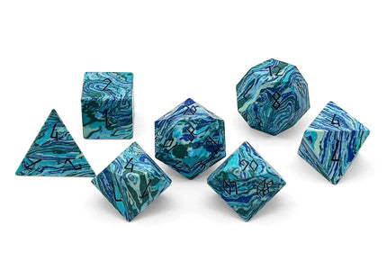 Gamers Guild AZ Norse Foundry Norse Foundry - Green-Veined Turquoise - 7 Piece RPG Set Trustone Dice Norse Foundry