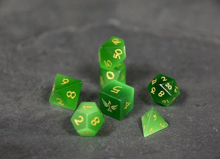 Gamers Guild AZ Norse Foundry Norse Foundry Mini Gemstone Dice- 7-Piece Set - Green Cat's Eye Norse Foundry