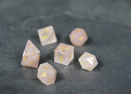 Gamers Guild AZ Norse Foundry Norse Foundry Mini Gemstone Dice- 7-Piece Set - Rose Quartz Norse Foundry