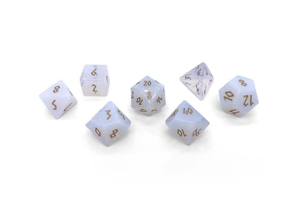 Gamers Guild AZ Norse Foundry Norse Foundry - Opalite - Gold Font 7 Piece Rpg Set Gemstone Dice Norse Foundry