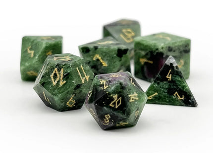 Gamers Guild AZ Norse Foundry Norse Foundry: Pebble Gemstone Dice - Ruby Zoisite (7pc Set) Norse Foundry