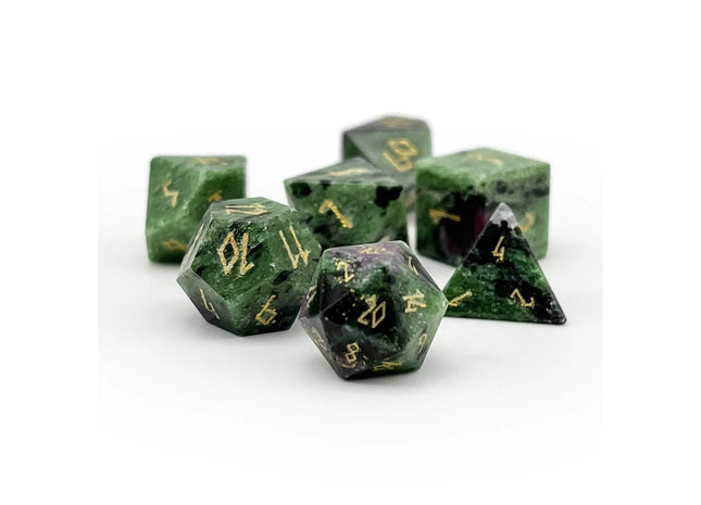Gamers Guild AZ Norse Foundry Norse Foundry: Pebble Gemstone Dice - Ruby Zoisite (7pc Set) Norse Foundry