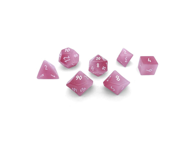 Gamers Guild AZ Norse Foundry Norse Foundry - Pink Cats Eye - 7 Piece Rpg Set Glass Dice Norse Foundry