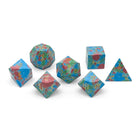 Gamers Guild AZ Norse Foundry Norse Foundry - Red, Green, and Blue Splotted Turquoise - 7 Piece RPG Set TruStone Dice Norse Foundry